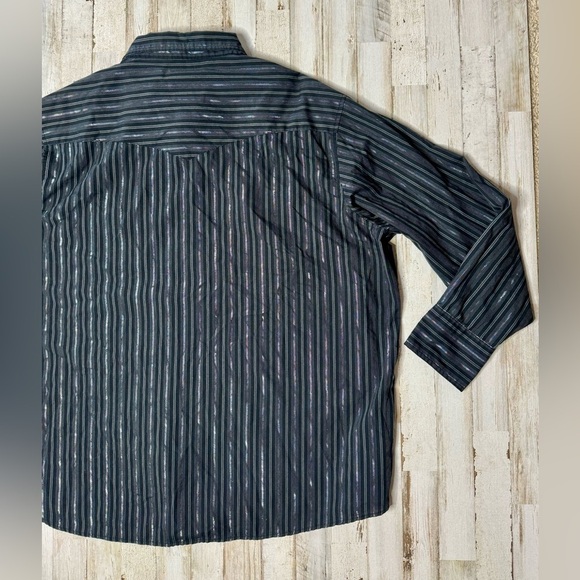 Wrangler Western Fashion Shirt Mens 2XL Black w/Metallic Stripes Pearl Snap - Picture 12 of 13